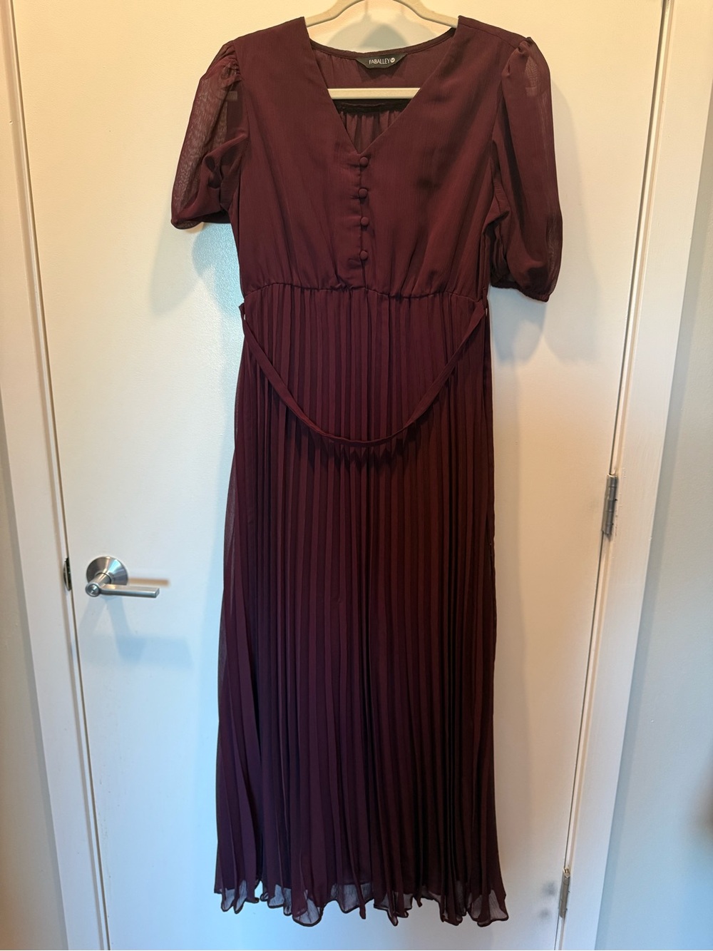 Mollini Deep Wine Pleated Maxi Dress